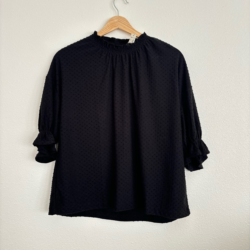 NWT Madewell Black Textured Blouse